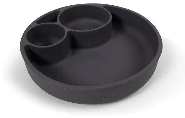 Filibabba jaettu silikonilautanen - Stone Grey